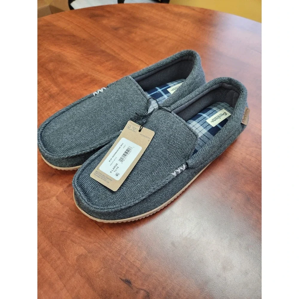 Dearfoam Men's Moccasin Slippers Herringbone Gel Memory Foam Size XL (13-14) NWT - Picture 1 of 4